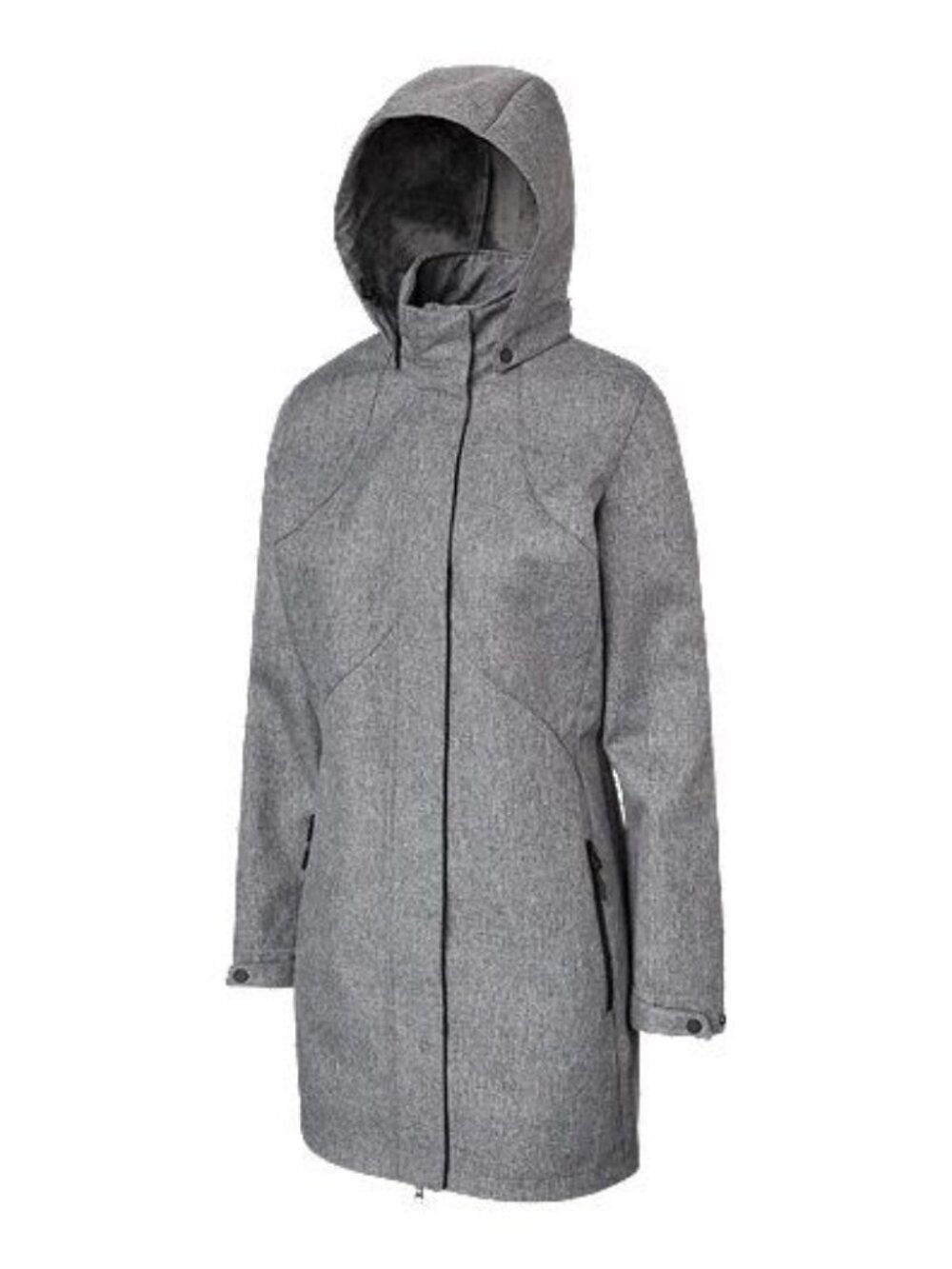 McKinley gray hooded 3/4 length Fall plush-lined jacket
